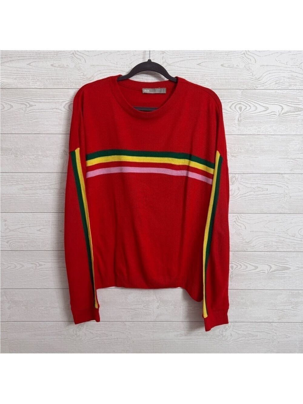 ASOS Women’s Red Rainbow Pullover Sweater. Size 12 (XL)